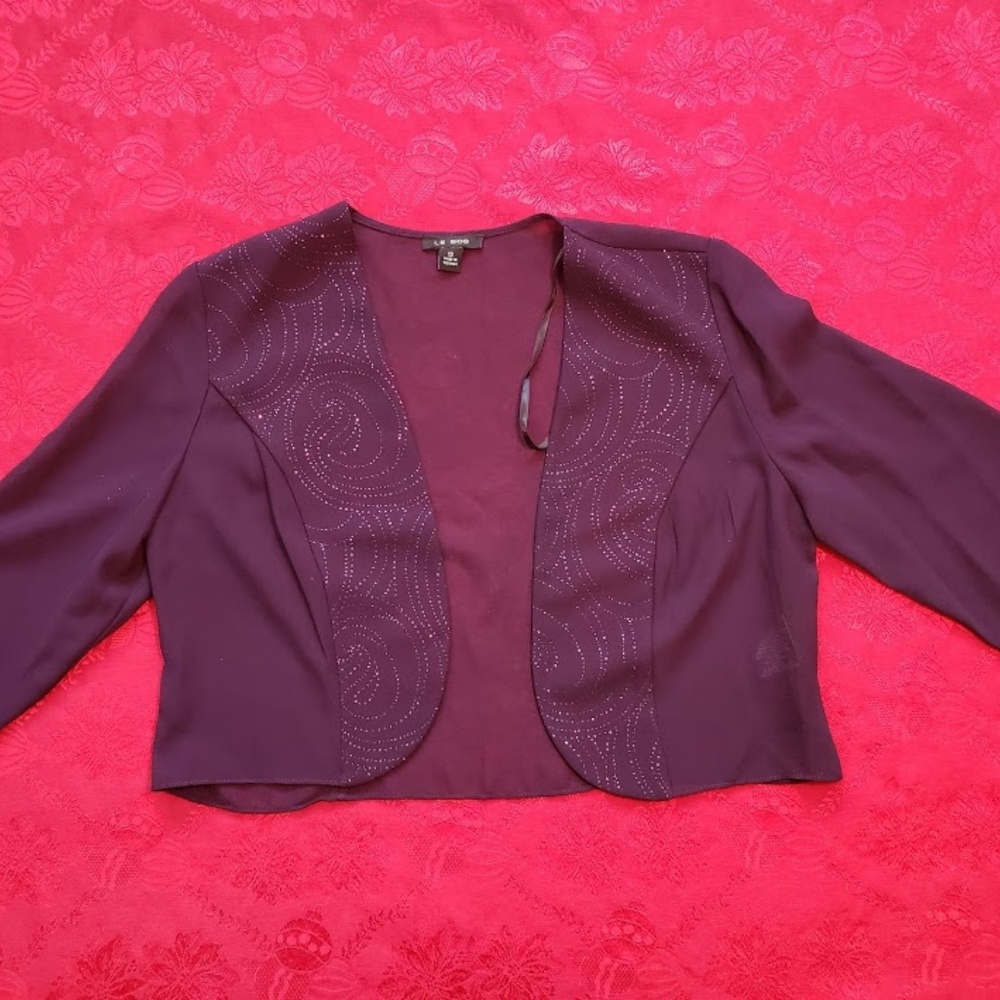 Le Bos Trim Tiered Hem Glitter Band Jacket Dress - Picture 8 of 8